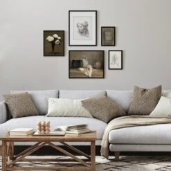 Americanflat 5 Piece Vintage Gallery Wall Art Set - Pot Kettle Still Life, Sculpture Study, Roses, Geometric Abstract By Maple + Oak