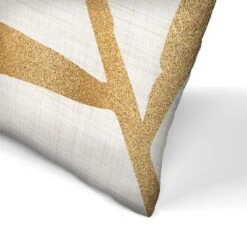 Americanflat Gold Palm Leaf By Modern Tropical Throw Pillow