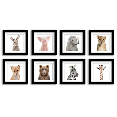 Americanflat Nursery Baby Animals - 8 Piece Square Framed With Mat Gallery Wall Set 1 Americanflat Nursery Baby Animals - 8 Piece Square Framed With Mat Gallery Wall Set