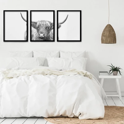 (Set Of 3) Triptych Wall Art Highland Bull Horns By Sisi And Seb - Set Of 3 Framed Prints - Americanflat 1 (Set Of 3) Triptych Wall Art Highland Bull Horns By Sisi And Seb - Set Of 3 Framed Prints - Americanflat