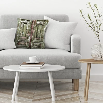 Green Door With Peeling Paint By Tanya Shumkina Throw Pillow - Americanflat 2 Green Door With Peeling Paint By Tanya Shumkina Throw Pillow - Americanflat - Image 2
