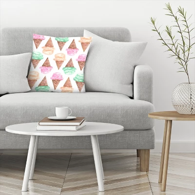 Americanflat Watercolor Ice Cream Cone Pattern By Jetty Home Throw Pillow 2 Americanflat Watercolor Ice Cream Cone Pattern By Jetty Home Throw Pillow - Image 2