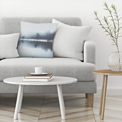 Fog On Lake By Tanya Shumkina Throw Pillow - Americanflat 2 Fog On Lake By Tanya Shumkina Throw Pillow - Americanflat - Image 2