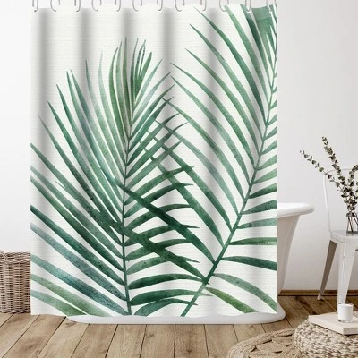 Americanflat 71" X 74" Shower Curtain, Emerald Palms By Modern Tropical 2 Americanflat 71" X 74" Shower Curtain, Emerald Palms By Modern Tropical - Image 2