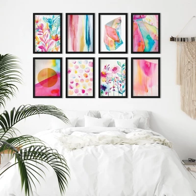 Jeweel Toned Watercolors By Hope Bainbridge - Modern 8 Piece Black Framed Art Set - Americanflat 1 Jeweel Toned Watercolors By Hope Bainbridge - Modern 8 Piece Black Framed Art Set - Americanflat